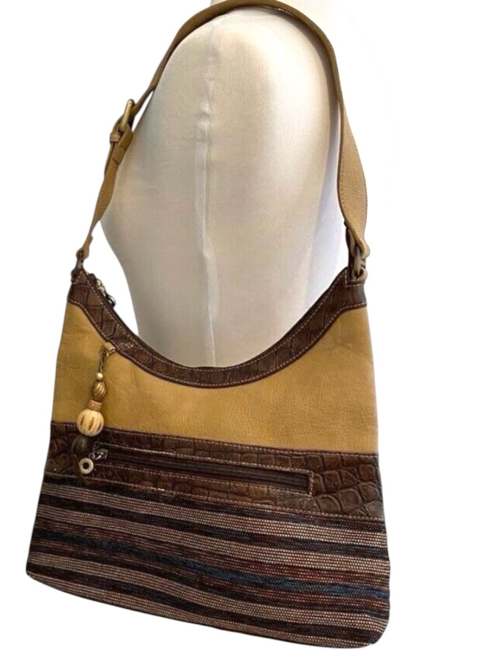 Patchwork Shoulder Bag With Adjustable Strap & Button Closure boho funky gypsy